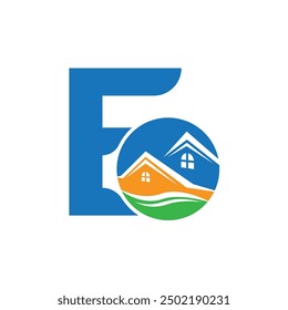 Letter E vector logo template, Colorful Letter E logo, Real Estate, Building and Construction Logo Design Template Vector Icon