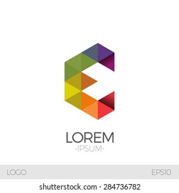 Letter E Vector Origami Logo icon. Colorful Abstract Design template element logo icon