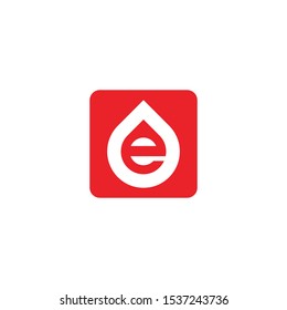 Letter E vector symbol in the form of drops