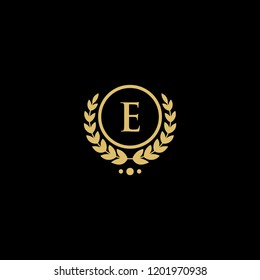 letter E vintage wheat logo