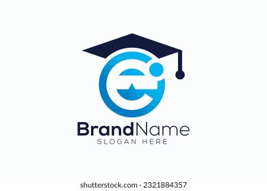 Letter e VR headset grad logo design template