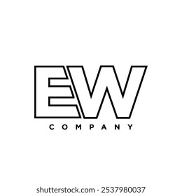 Letra E e W, modelo de design de logotipo EW. Logótipo inicial com base em monograma mínimo.