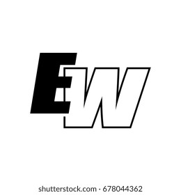 letter E and W logo overlapping black negative