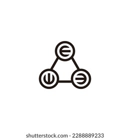 Letra E, W y número 3 símbolo geométrico simple vector de logotipo