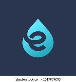 Letter E water drop logo icon design template elements