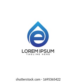 Letter E water drop logo icon design template elements