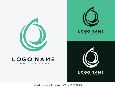 Letter E and water drop logo design template.