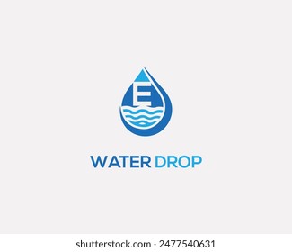 Letter E water drop logo icon design template elements vector.