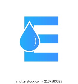 Letter E Water Logo Element Vector Template. Water Drop Logo Symbol