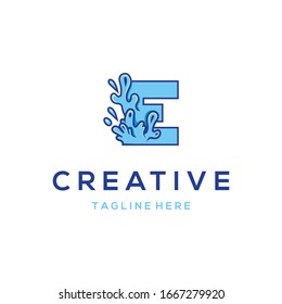 Letter E Water Splash Modern Abstract Creative Business Logo