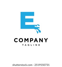 Letra E Vetor de ícone de logotipo de onda de água