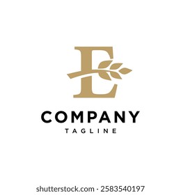 Letter E Wheat Logo Icon Vector