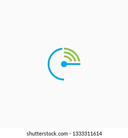 Letter e wi-fi Connect Logo Design Template flat Vector