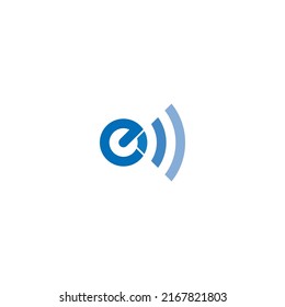 Letter E and Wifi Signal Network Audio wave or Radio. Characteristic of the logo is Minimal Simple Modern. Suitable for Tech IT Radio Networking Industries etc.
