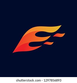 Letter E Wing Fire Logo Vector