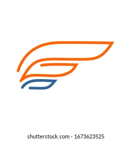 Letter e with wing form logo design
