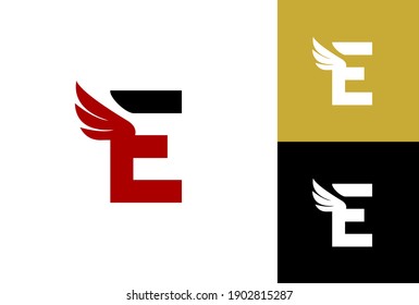 letter E with a wing logo illustration. good for sport company or any company.