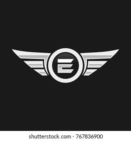 Letter E with wing vector design