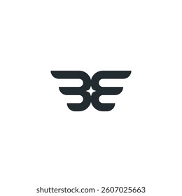 letter E and Wings design