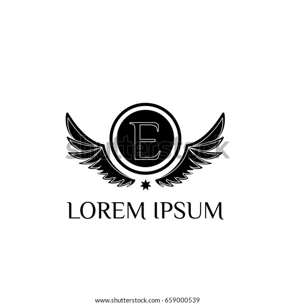 Letter E Wings Logo Design\
template