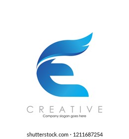 Letter E wings logo idea. Letter logo with modern concept. vector illustration