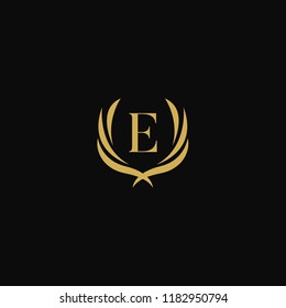 Letter E wings, Luxury gold crest logo design
