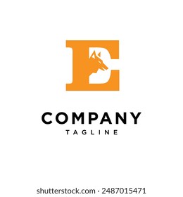 Letter E Wolf Logo Icon Vector template.eps