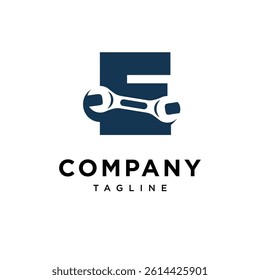 Letter E Wrench Logo Icon Vector