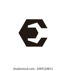 letter e wrench simple geometric logo vector 