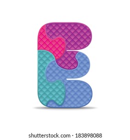 Letter E written with alphabet puzzle - vector illustration