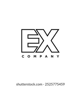 Letra E y X, Plantilla de diseño de logotipo EX. Logotipo inicial basado en monograma mínimo.