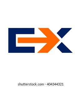 letter E and X logo vector.