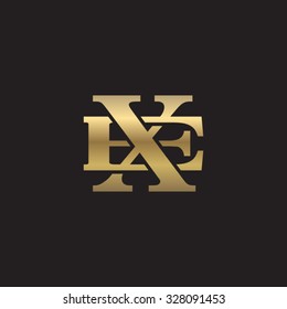letter E and X monogram golden logo