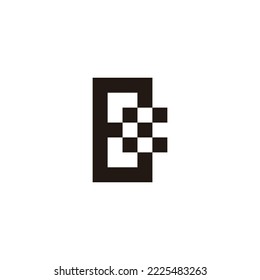 Letra E y x cuadrados símbolo geométrico simple vector de logotipo