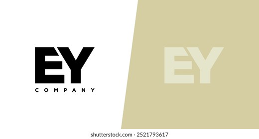 Letra E e Y, modelo de design do logotipo EY. Logótipo inicial com base em monograma mínimo.