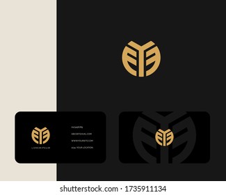 Letter E Y E logo design with business card vector template. creative minimal monochrome monogram symbol. Premium business logotype. Graphic alphabet symbol for corporate identity