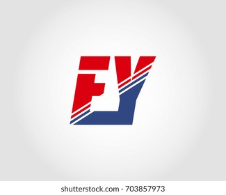 Letter E and Y red and blue combination logo