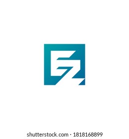 Letter E and Z initial logo inside a gradient blue square