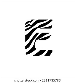 letter E, in zebra animal style