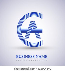Letter EA or AE linked logo design. Elegant blue colored, symbol for your business name or company identity.
