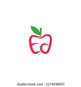 Letter EA apple fruit fresh logo design concept vector illustration