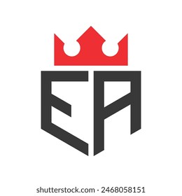 Letra EA Crown Logo. Plantilla de diseño de logotipo de EA