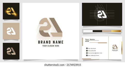 Letter eA or eL monogram logo with business card design