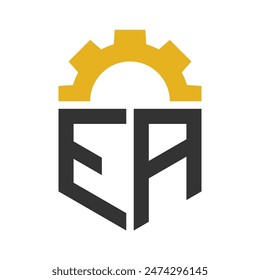 Letra EA Gear Logo Diseño para Centro de Servicio, Reparación, Fábrica, Industrial, Digital y Mecánico