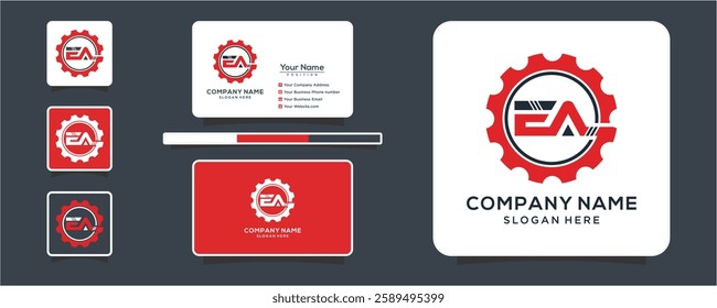 Letter EA gear vector logo template This design is suitable for technology industrial or automotive