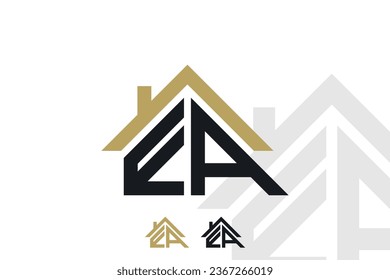 diseño de logotipo de letter ea con concepto de iluminación de casa 