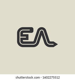 Letter EA pencil shape logo design. Link icon in flat style isolated on grey background. Graphic alphabet symbol for your corporate business identity, website, app, UI. Arts logo design inspiration.