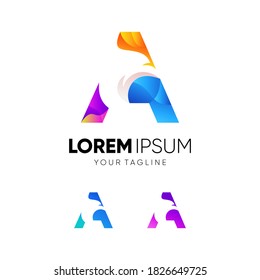 Letter A Eagle Colorful Logo Design Vector