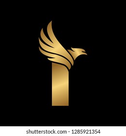 Letter I with Eagle Gold Logotype