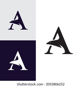 A letter with eagle head logo